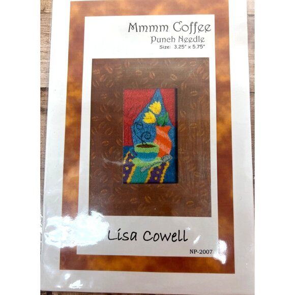 Mmmm Coffee Punch Needle Pattern By Lisa Cowell Size 3.25" X 5.75" Weavers Cloth - Picture 2 of 3